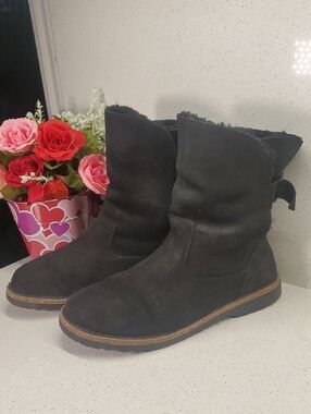 Unisex BIRKENSTOCK  Black Suede Mid-Calf Winter Boots (sz M6 - W8)